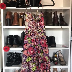 Flower printed dress with crisscross back